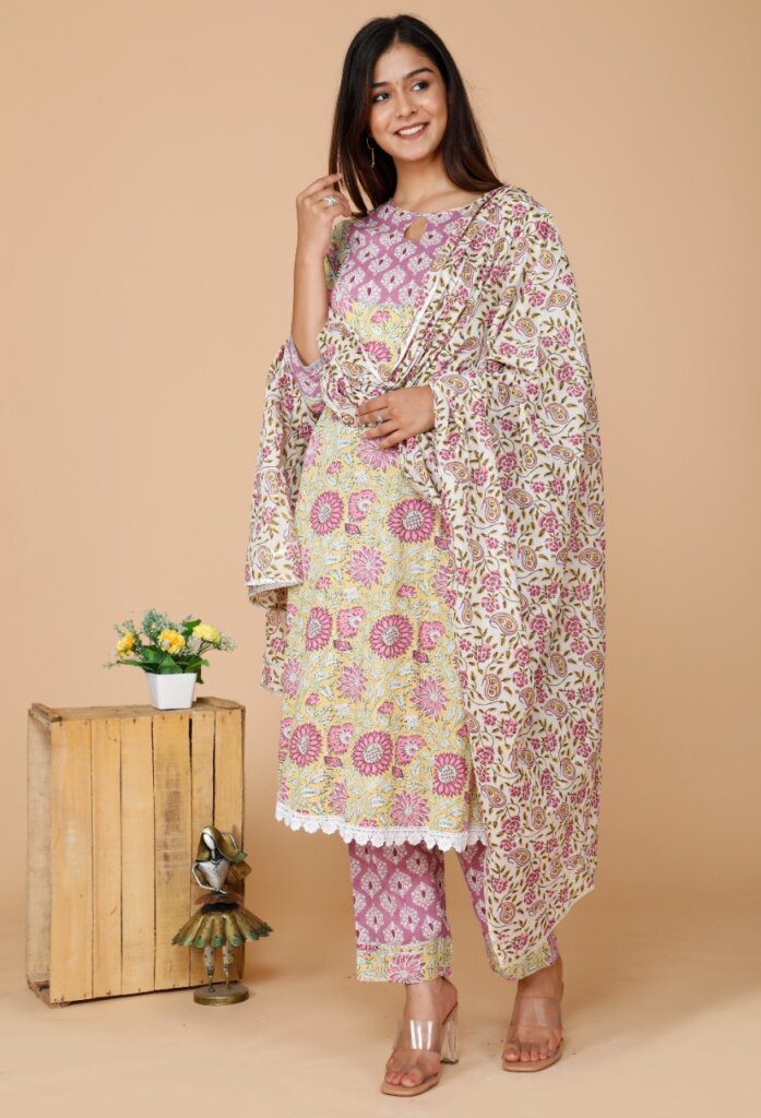 cotton printed ladies suit