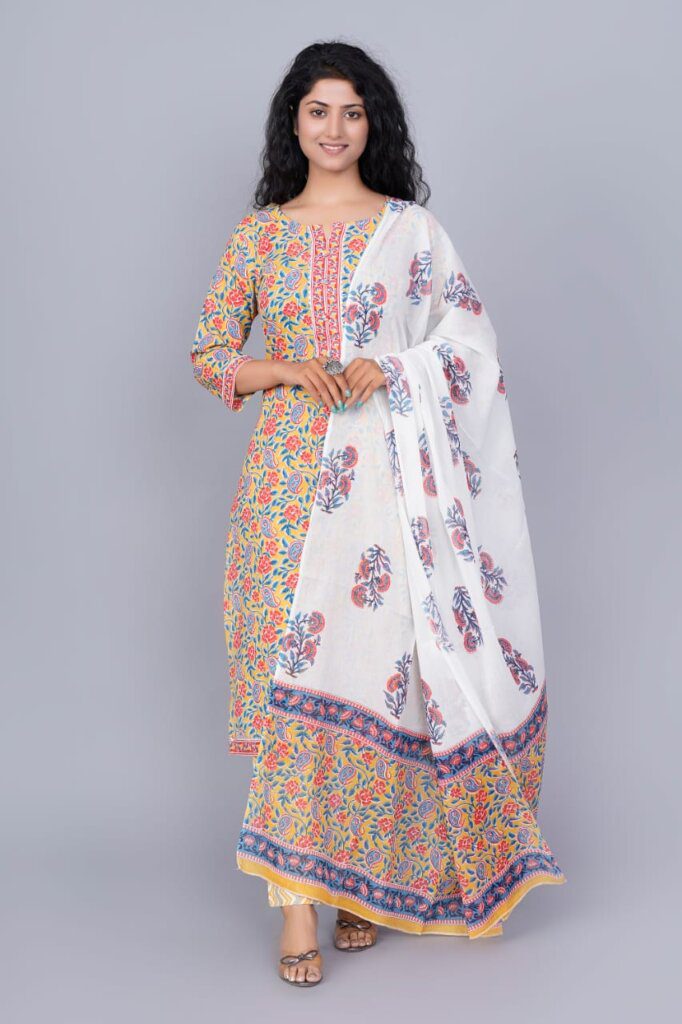 Printed Chanderi Silk Zari Border Salwar Suit