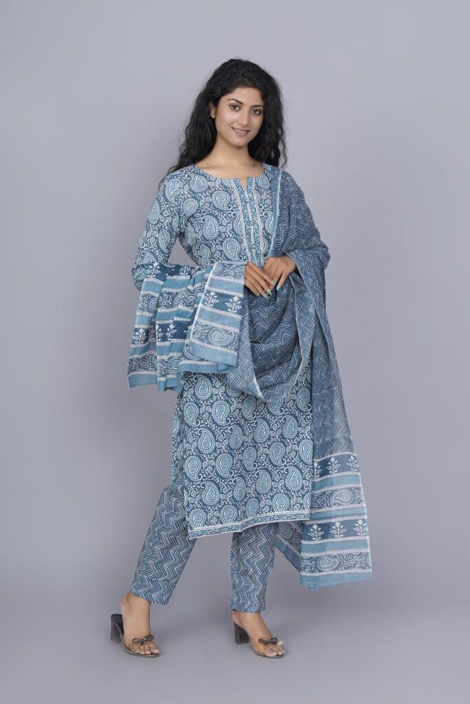 Bagru Hand Block Printed Cotton Suit